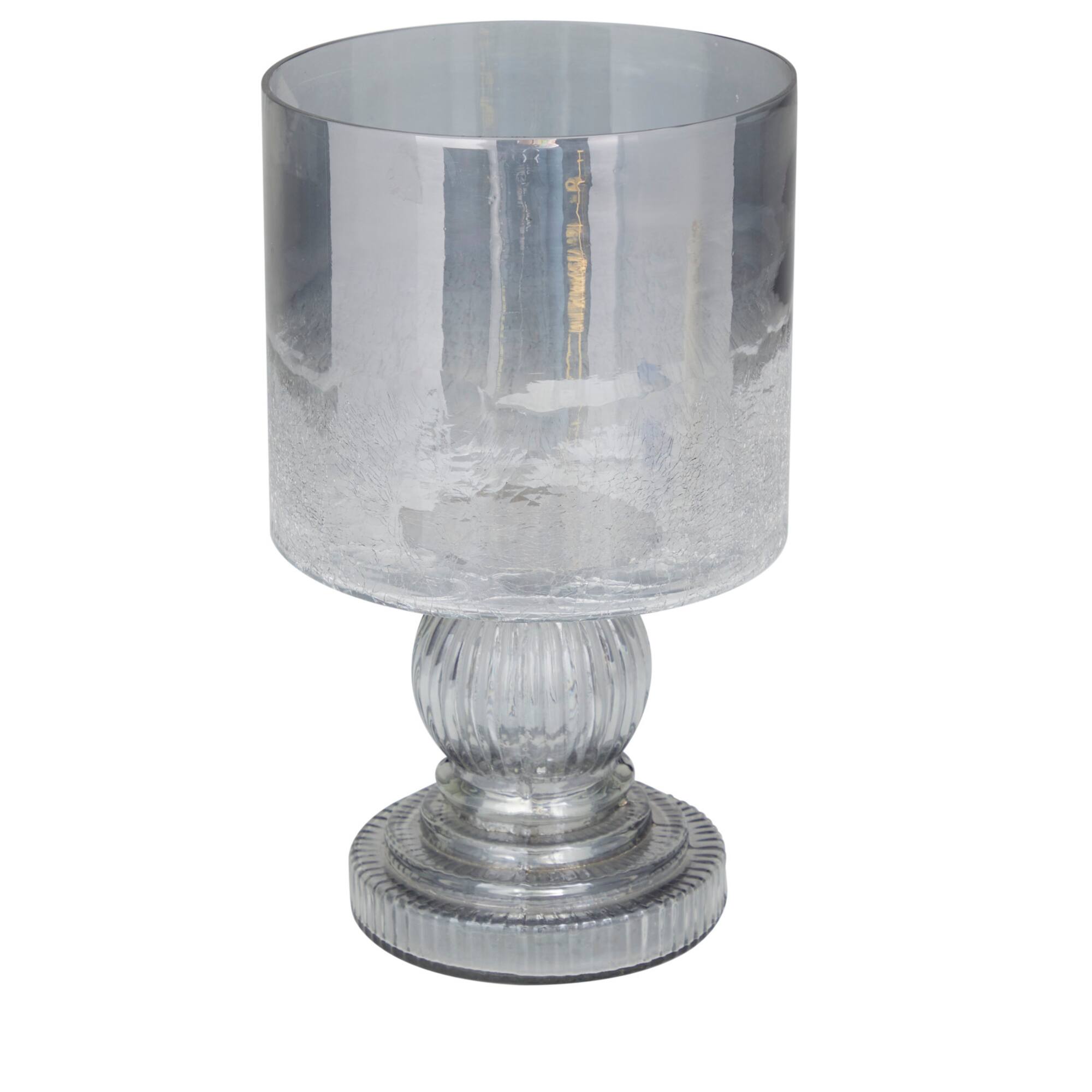 Black Glass Traditional Candle Holder, 10" x 6" x 6"